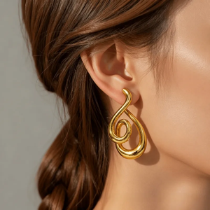 Pendientes Geométricos para Mujer en Acero Inoxidable 316L Resistente con Diseño de Línea Irregular, Joyería de Moda Hipoalergénica - Product Image 1