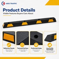 Aiko – Modèles de butées de roue en caoutchouc et plastique pour parkings, marquages jaunes, trous de fixation préformés, hauteur réglable (70-200 mm)