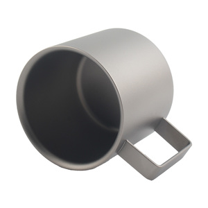 Pure Titanium Double Wall Coffee Mug Ultralight Insulated Espresso <b>Tea</b> Cup Metal Water Tumbler with Square Handle - Product Image 3