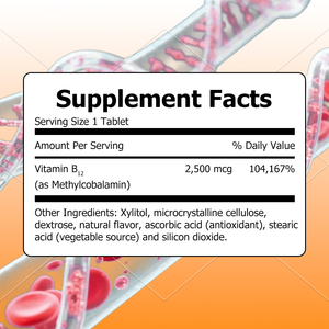 OEM ODM Methyl B <b>12</b> Chewable <b>Tablets</b> 2500mcg Bioactive Vitamin B12 for Energy Metabolism and Immune Support - Product Image 3