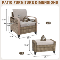 Ensemble de fauteuils d'extérieur en rotin, canapé simple en osier avec ottoman pour jardin et balcon