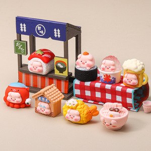 Figurines miniatures de scène de dessin animé mignonnes en résine DIY, peintes à la main, thème <span class=keywords><strong>Gourmet</strong></span> Pig, pour la décoration et la vente en gros - Product Image 4