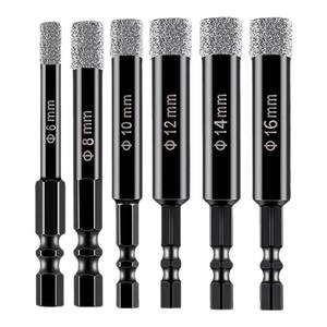 Brocas de diamante con punta hexagonal de 6, 8, 10, 12, 14 y 16 mm, juego para mampostería, hormigón, azulejos, granito, mármol, perforación en seco. - Product Image 1