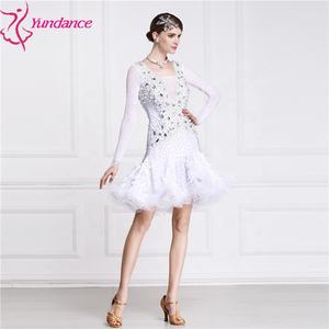 Vestido de Baile Latino Personalizado L-1589 con Encaje Blanco y Lentejuelas para Niñas - Product Image 2