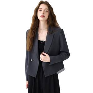 Off White Blazer For Women Solid Color Polyester Anti Wrinkle Korean Style Suit Jacket - Product Image 5