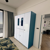 Armoire de rangement moderne à six portes en plastique ABS, panneaux solides, meuble de maison pour vêtements, idéale pour chambre ou salon