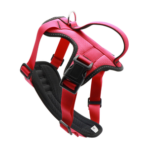 Adjustable Padded Nylon Dog <b>Harness</b> Red <b>Black</b> Buckle Closure Simple Style for Medium Dogs - Product Image 2