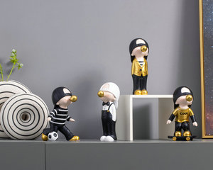 Decorazione per Soggiorno Kakizzy House, Statuetta di Ragazzo con Pallone <span class=keywords><strong>da</strong></span> Calcio, Top a Righe con Cappello, Accessorio per Camera <span class=keywords><strong>da</strong></span> Letto - Product Image 5