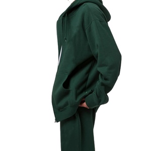 Sweat à capuche zippé uni pour homme en coton 100% avec logo personnalisé de haute qualité - Product Image 3