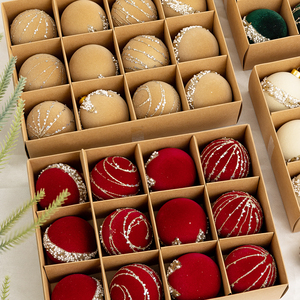 <span class=keywords><strong>Bolas</strong></span> de <span class=keywords><strong>Navidad</strong></span> Flocadas, 12 Piezas, 6 cm, Caja de <span class=keywords><strong>Bolas</strong></span> de <span class=keywords><strong>Navidad</strong></span> <span class=keywords><strong>Rojas</strong></span> Champán, Adornos Colgantes para Árbol de <span class=keywords><strong>Navidad</strong></span>, Decoraciones Festivas - Product Image 2