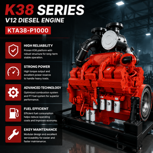 Motor Diésel CUMS KTA38-P1000 de 746 kW, 1800 rpm, Tipo V, <span class=keywords><strong>12</strong></span> Cilindros, 4 Tiempos, para Minería, Marina, Grandes Estaciones de Bombeo y Centrales Eléctricas - Product Image 3