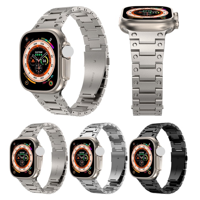 316L Steel Bracelet 38 40 41 45 49 mm Luxury GS Stainless Steel Metal Watch Strap for Apple IWatch Ultra Series 9 8 7 6