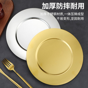 304 Stainless Steel Round Plate Deep Shallow For Barbecue Snacks Cold Dishes Hot Pot <b>BBQ</b> Hotel Meals Microwave Safe - Product Image 4