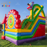WINSUN Château gonflable semi-fermé personnalisé en PVC écologique avec combo montagnes russes pour fêtes