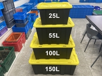 Grande Boîte de Rangement en Plastique avec Couvercle Renforcé, Bac de Stockage Industriel Portable pour Outils de Voiture et Équipement de Camping
