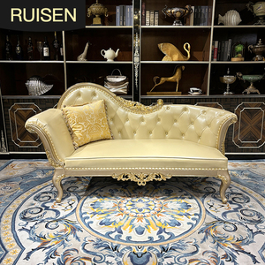 Sillón imperial de cuero francés RUI SEN, sofá de madera maciza tallada de lujo europeo, sillón reclinable neoclásico, sillón de descanso - Product Image 1