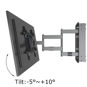 Braket tv profil Ultra rendah tersembunyi dalam dinding gerakan penuh mount VESA 600X400 tv mount