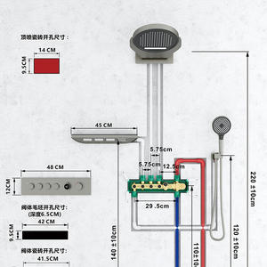 STOTS Ensemble complet de <span class=keywords><strong>douche</strong></span> thermostatique <span class=keywords><strong>en</strong></span> laiton avec pommeau de pluie, douchette à main, système de jet thermostatique <span class=keywords><strong>et</strong></span> fonction massage doux, fixation murale pour salle de bain - Product Image 3