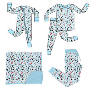 Personalizado bambú mamá y yo trajes mujeres Jogger pantalón niños pijamas Zippy bebé manta perro manchado bambú familia juego trajes - Product Image 1