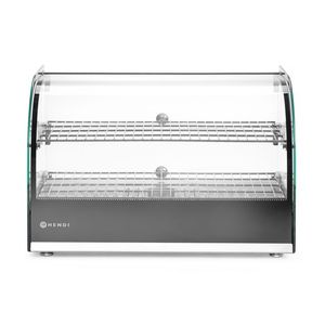 Vetrina Espositiva Riscaldata HENDI 220-240V/800W 554x376x(H)376mm Nera a Doppio Ripiano per Mantenimento e Riscaldamento Alimenti - Product Image 1