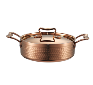 DFK01 Fournitures hôtelières et de restauration : Marmite de service en acier inoxydable à double paroi, design martelé, avec poignées - Product Image 4