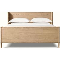 Meubles américains, lit double en bois massif de chêne, style minimaliste italien, nordique, moderne, avec un design vintage américain.