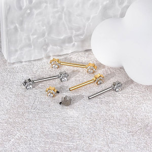 <span class=keywords><strong>Piercing</strong></span> de Titanio con Barra Recta, Extremos de Corazón de Mariposa con Circonita Cúbica, Rosca Interna, Joyería Sexy para <span class=keywords><strong>Piercing</strong></span> de Pezón para Mujer - Product Image 4