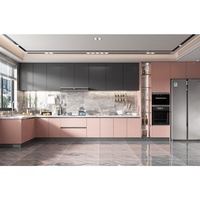 Meubles de cuisine européens modulaires Shaker, granit artificiel, bord biseauté, panneaux mélaminés modernes, construction en contreplaqué, 2 ans de garantie