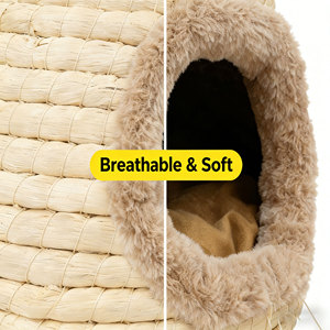 Cama para Gatos en Forma de Domo de Jacinto de Agua Tejida a Mano Ecológica, Casa Iglú para Mascotas, Cojín Lavable para Gatos y Mascotas Pequeñas - Product Image 5