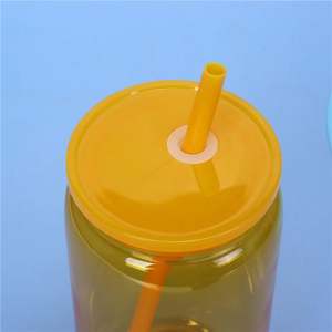 OEM/ODM Glossy Plastic Tumbler Customize Logo Single Walled Vacuum Tumbler With Color Plastic <b>Straw</b> Lid - Product Image 4
