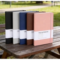 Agenda universitaire en cuir PU rigide, format A5, avec rubans colorés