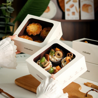 Boîte d'emballage pour cupcakes de style moderne personnalisée, boîte à croissants carrée 2 ou 4 pièces, boîtes à pâtisserie pour tartes aux œufs, contenants pour gâteaux et desserts
