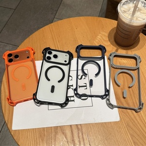 New Four Corners Gasbag Shockproof Magnetic Wireless Charging Anti-Fingerprint Transparent TPU+Acrylic Phone Case for 17 - Product Image 6