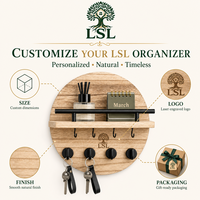 Porte-clés et porte-lettres mural multifonctionnel en bois rustique personnalisable pour l'entrée de la maison, organisateur décoratif 8