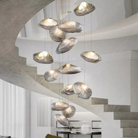 Lustre en verre en forme de nuage au design moderne et créatif pour hôtel, escalier duplex, salon, avec bulles de verre multiples