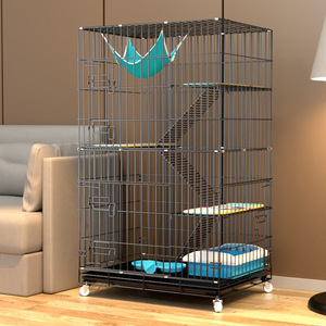 Sang trọng xách tay ba tầng kim loại rắn mèo lồng cổ điển thiết kế vuông mèo tổ leo khung không gian miễn phí cũi biệt thự thanh lịch - Product Image 6