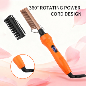 Pettine Elettrico JinDing <span class=keywords><strong>per</strong></span> Capelli e <span class=keywords><strong>Barba</strong></span>, <span class=keywords><strong>Spazzola</strong></span> Lisciante in Plastica con LED, Riscaldamento Rapido 110-240V, Logo OEM Gratuito <span class=keywords><strong>per</strong></span> Hotel - Product Image 1