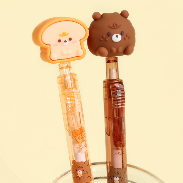 2023 Kawaii New Design Bread PUPU Bakery Side Push Gel Pen for Students Cute Office School Stationery Gel Pen