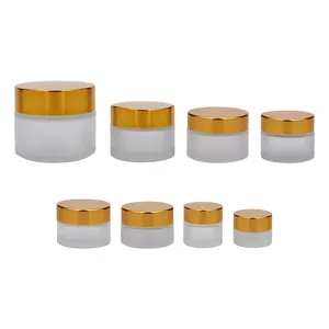 Wholesale Frosted Glass Cosmetic Jar Container 100g 50g 30g 25g 20g 15g 10g 5g Matte Glass Cream Jar