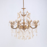 Candelabro de cristal de luz colgante de vela de oro antiguo Vintage clásico para Villa Banquet Palace Project