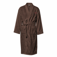 Robe kimono unisexe à col, double face, marron, confortable et épaisse, pour la douche et les voyages, robe de chambre à manches longues pour couple