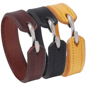 새로운 도착 빈티지 심플한 디자인 S 후크 남성 정품 가죽 커프 팔찌 남성 여성을위한 패션 보석 손목 팔찌 - Product Image 1