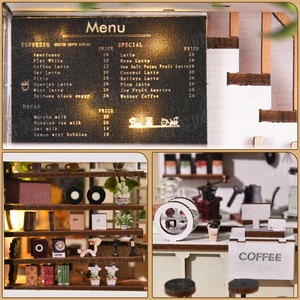 บ้านไม้ DIY รุ่นซันนี่คอฟฟี่ฟลาวเวอร์เฮาส์ ของตกแต่งบ้าน แบบจำลองบ้าน งานฝีมือทำมือ ตัวต่อประกอบเป็นของขวัญ - Product Image 4