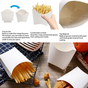 Boîte à emporter pour ailes <span class=keywords><strong>de</strong></span> <span class=keywords><strong>poulet</strong></span> frites, logo personnalisé, écologique, en vrac - Petite boîte blanche jetable pour frites, emballage pour restauration rapide - Product Image 4