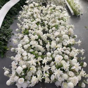 Chemin de table en fleurs artificielles blanches D-FR173, très demandé, pour mariage, décoration de luxe, en soie. - Product Image 5