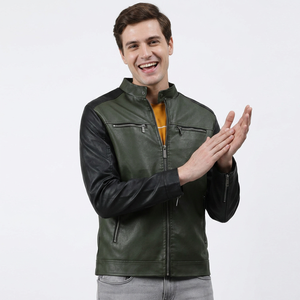 <b>Men</b> Autumn Three Button <b>White</b> Handsome Casual Leather Bomber <b>Jacket</b> O-neck Youth Coat Tops Leather <b>Jackets</b> For <b>Men</b> - Product Image 2