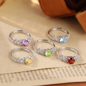 9 Anillos Ajustables de Plata de Ley 925 de Alta Calidad con Piedras Naturales Redondas de 6 mm, Joyería Antideslustre al por Mayor - Product Image 3