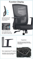 Kursi Kantor Eksekutif Ergonomis Jaring Komputer Putar dengan Penyangga Pinggang yang Dapat Disesuaikan, Desain Modern Berkualitas Tinggi, 340mm Nylon