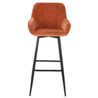 Tabouret de bar haut moderne de luxe avec pieds en métal, chaise de salle à manger en velours recyclé, emballée à plat, pour la maison, le bar et les hôtels
