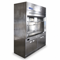 Hotte à fumées chimiques professionnelle SCEELAB en acier inoxydable au design contemporain, mobilier de laboratoire sur pied